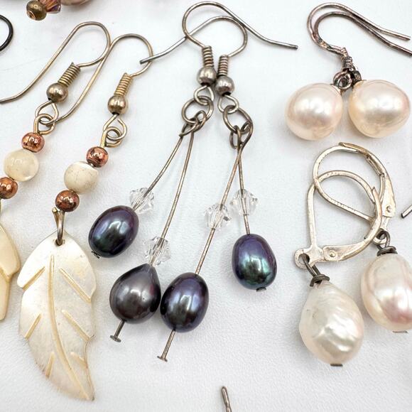 20 Pair Genuine Pearl Shell Earring Lot Pearlcore Sirencore Beach Wedding Bridal - Picture 10 of 16